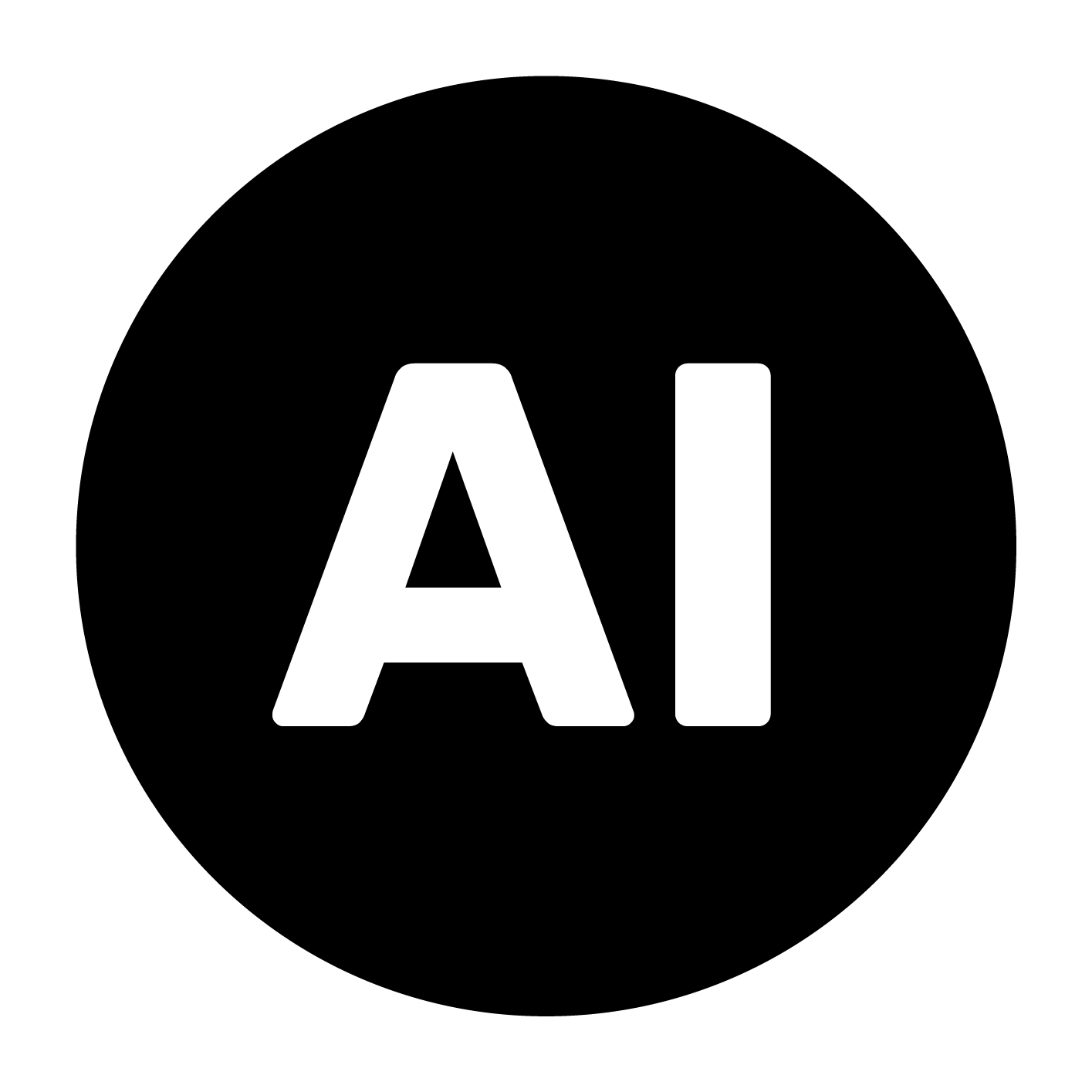 „AI” feliratú jelölés sötét körben